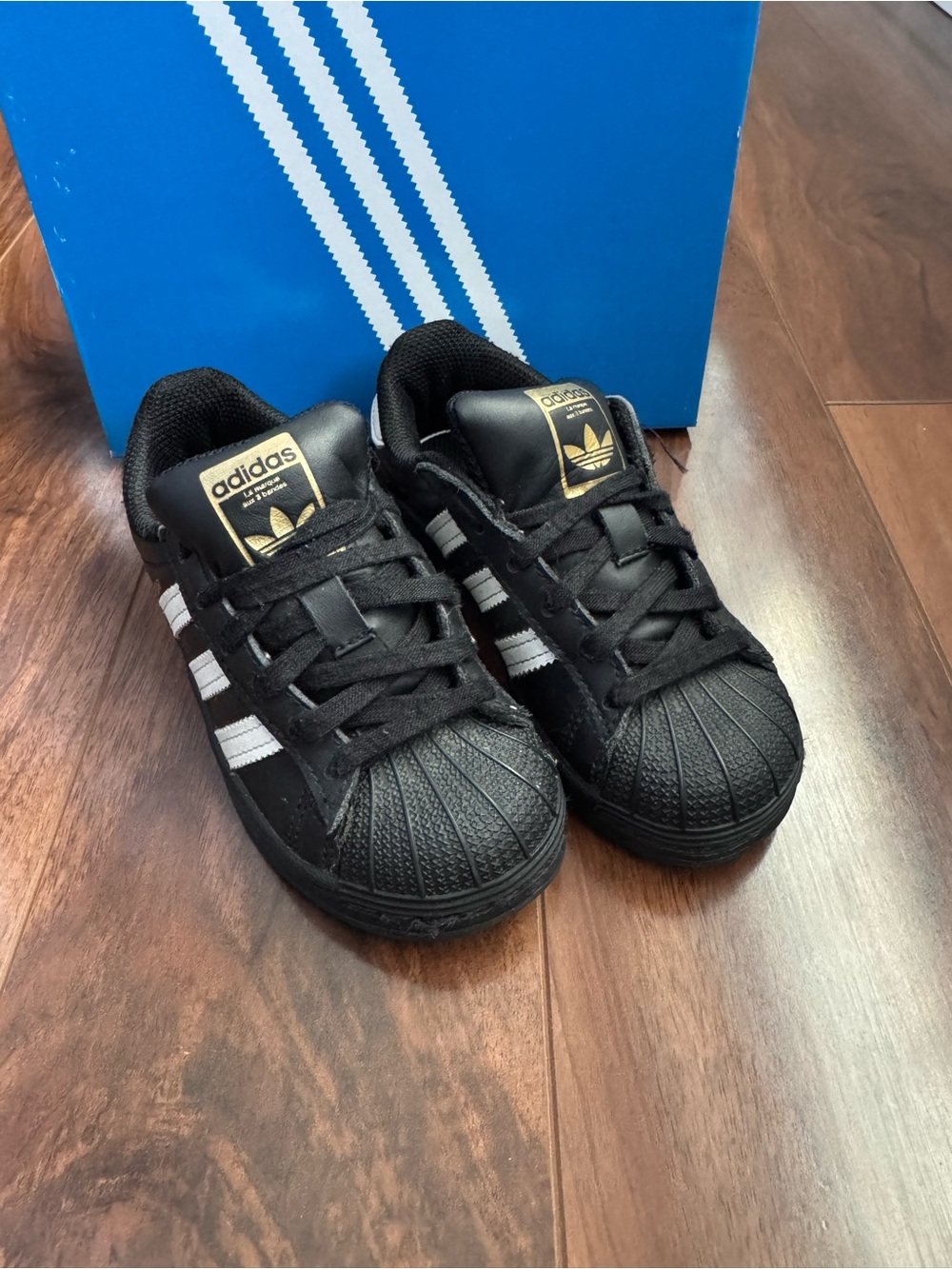 Adidas Kids Superstar Sneakers in Black/White 11K